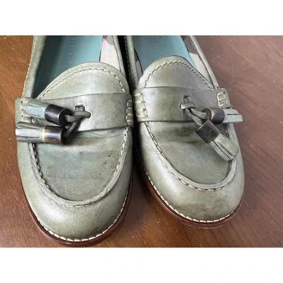 BURBERRY WOMENS LEATHER LOAFERS Green Tassel SHOES EU 36.5 ITALY - Picture 11 of 17